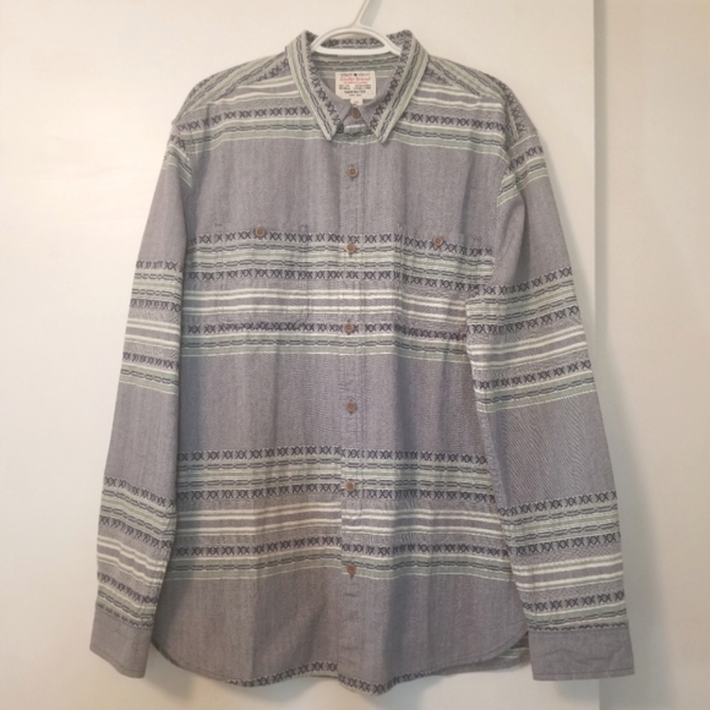 New Lucky Brand Blue Print Denim Shirt
